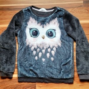 Girl H&M Owl Fleece Pullover Top 8-10Y